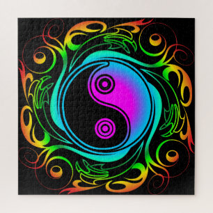 Yin Yang Psychedelic Rainbow Tattoo Puzzle