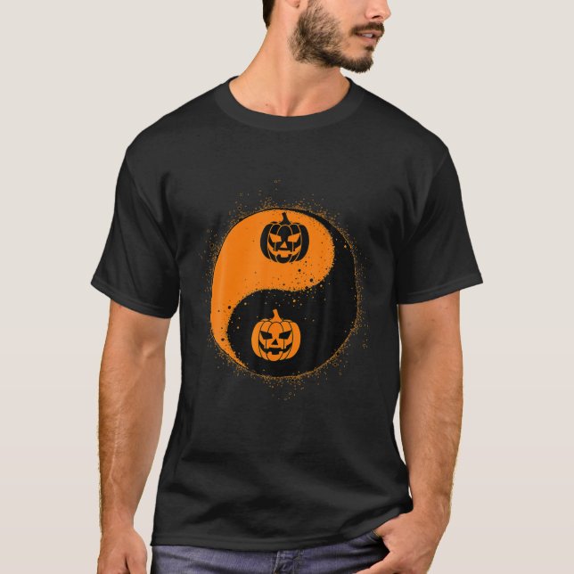 Yin Yang Pumpkin Martial Arts Kostüm Cool Hallowe T-Shirt (Vorderseite)