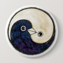 Yin Yang riesiges Harmonie-Abzeichen Tauben Button