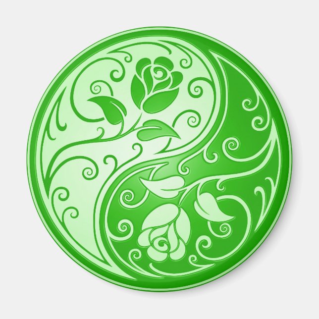 Yin Yang Rose, grün Magnet (Vorne)