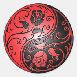 Yin Yang Rose, rot und schwarz Runder Aufkleber