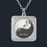 Yin Yang Rose Versilberte Kette<br><div class="desc">Yin Yang Rose Halskette, Kleidung, Yin Yang T - Shirt, Hochzeit, Valentingeschenke, Valentinstag Geschenke von ArtMuvz Illustration. Um PERSONALISIEREN zu können, fügen Sie Ihren Namen hinzu oder fügen Sie stattdessen Text hinzu. Machen Sie sich mit unseren festlichen Geschenken und romantischen Kleidung zum Valentinstag fertig! Ideal für Valentine Party für Ansammlungen....</div>