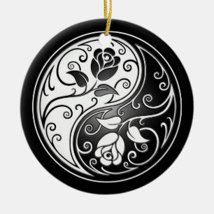 Yin Yang Rosen, schwarz Keramikornament