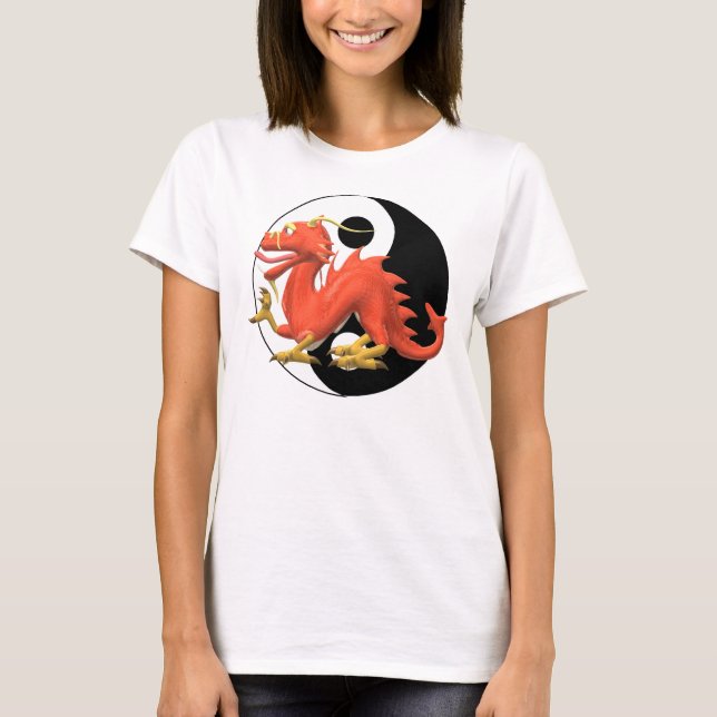Yin-yang Roter Drache T-Shirt (Vorderseite)
