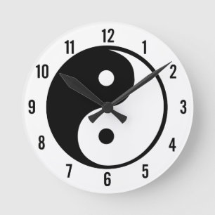 Yin Yang Runde Wanduhr