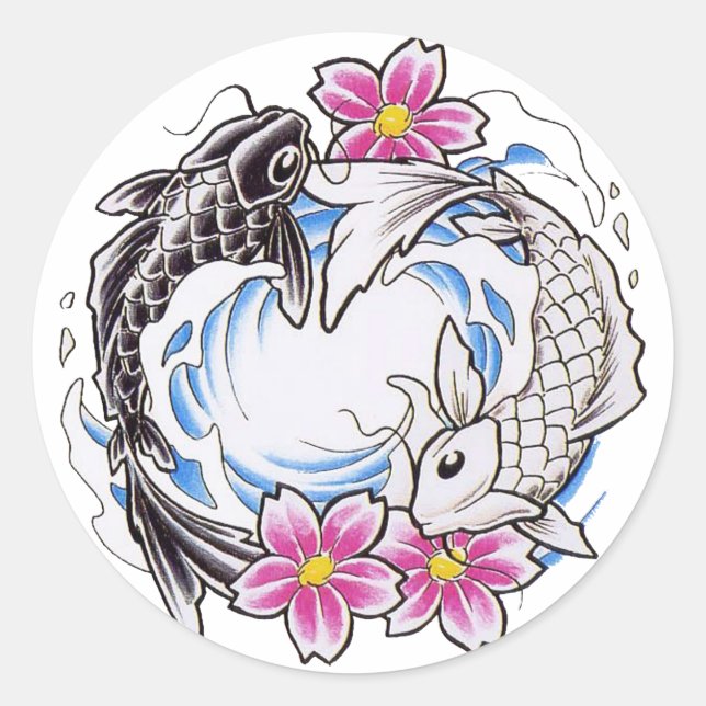 Yin Yang Runder Aufkleber (Vorderseite)
