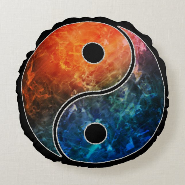 Yin Yang Rundes Kissen (Vorderseite)