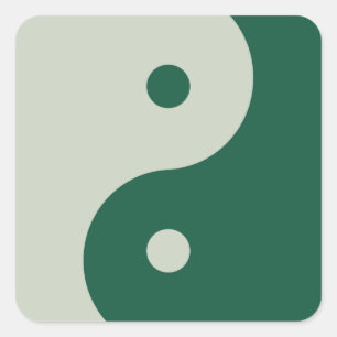Yin Yang Sage Green Quadratischer Aufkleber