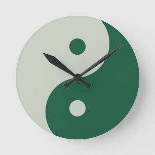 Yin Yang Sage Green Runde Wanduhr
