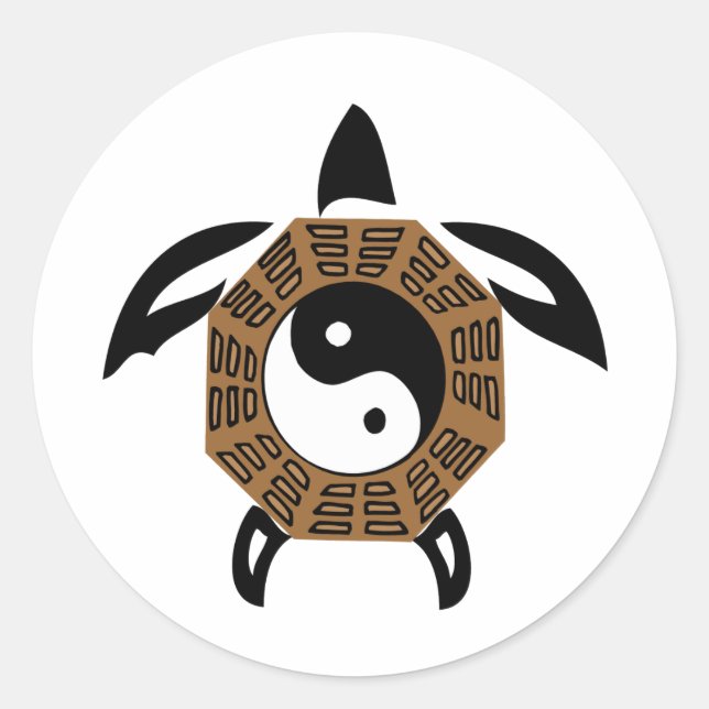 Yin-Yang-Schildkröte Runder Aufkleber (Vorderseite)