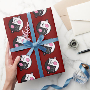 Yin Yang Schlafende Katzen in Schwarz und Weiß Geschenkpapier