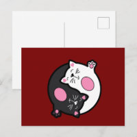 Yin Yang Schlafende Katzen in Schwarz und Weiß