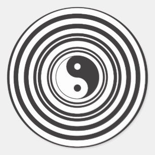 Yin Yang Schwarz-weiß Concentric Circles-Muster Runder Aufkleber