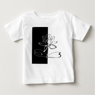 Yin Yang Schwarz-weiß Lotus Blossom Baby T-shirt