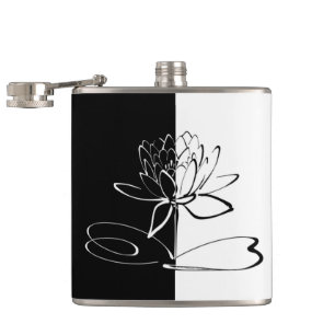 Yin Yang Schwarz-weiß Lotus Blossom Flachmann
