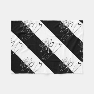 Yin Yang Schwarz-weiß Lotus Blossom Fleecedecke