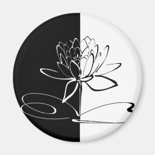 Yin Yang Schwarz-weiß Lotus Blossom Magnet