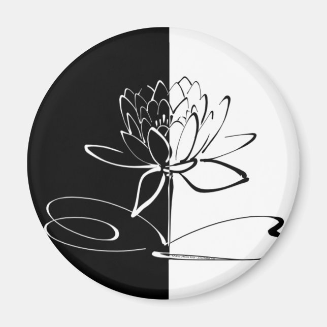 Yin Yang Schwarz-weiß Lotus Blossom Magnet (Vorne)