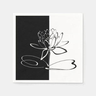 Yin Yang Schwarz-weiß Lotus Blossom Serviette