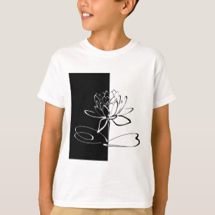 Yin Yang Schwarz-weiß Lotus Blossom T-Shirt