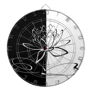 Yin Yang Schwarze Weiße Lotusblüte Dartscheibe