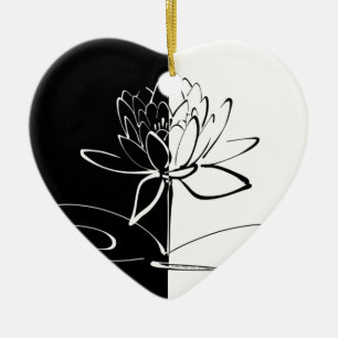 Yin Yang Schwarze Weiße Lotusblüte Keramikornament