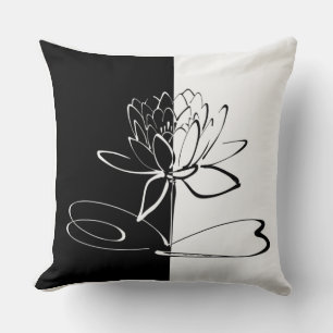 Yin Yang Schwarze Weiße Lotusblüte Kissen