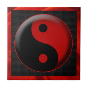 YIN YANG SCHWARZES ROT 3D FLIESE