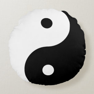 Yin Yang - Schwarzes Rundes Kissen
