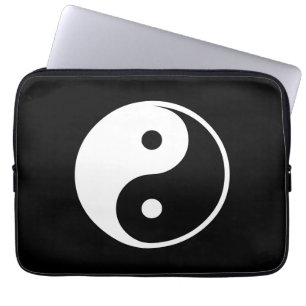 Yin Yang Schwarzweiss-Illustrations-Schablone Laptopschutzhülle