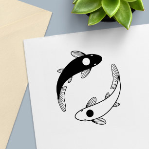 Yin Yang Schwarzweißfisch Permastempel