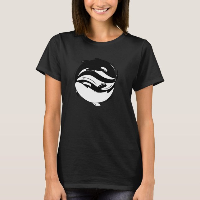 Yin Yang Schwertwal Orca Pul Kapuzenpullover T-Shirt (Vorderseite)