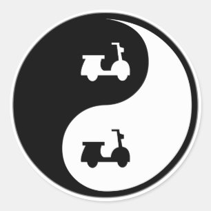 Yin Yang Scooters Runder Aufkleber