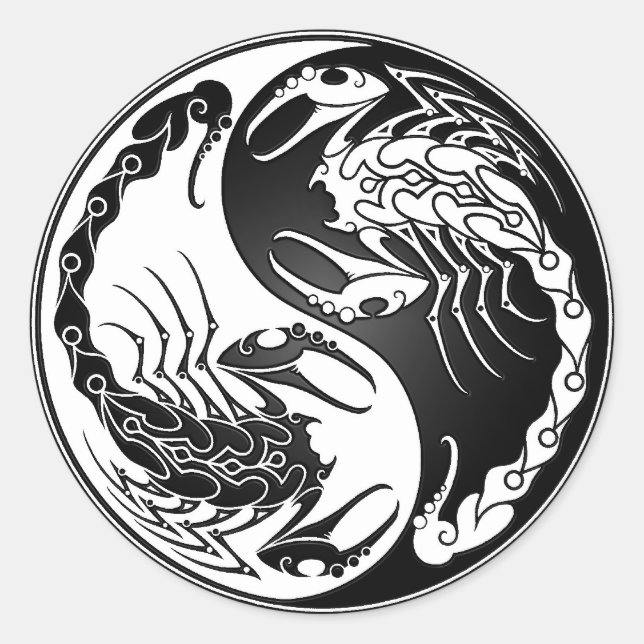 Yin Yang Scorpions Runder Aufkleber (Vorderseite)
