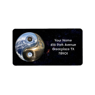 Yin Yang Sea Mountains mit Ihrem Monogramm Adressaufkleber
