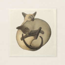 Yin Yang Siamese Cats Napkins Serviette