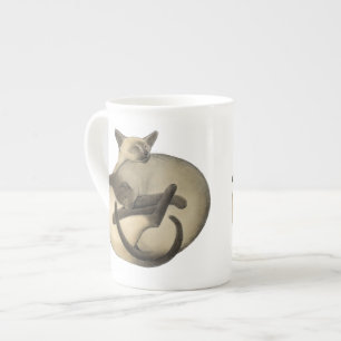 Yin Yang siamesische Katzen-Knochen-China-Tasse Prozellantasse