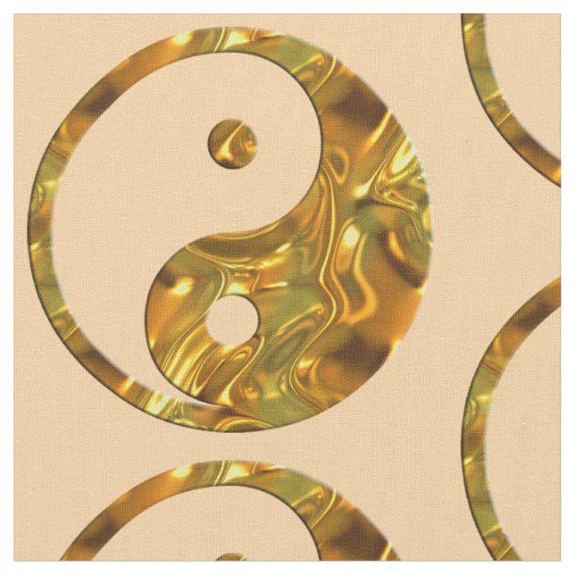 Yin & Yang Sign Gold + Ihr Hintergrund Stoff (Nahaufnahme)