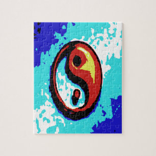 Yin Yang Sign Red and Blue Artistic Puzzle