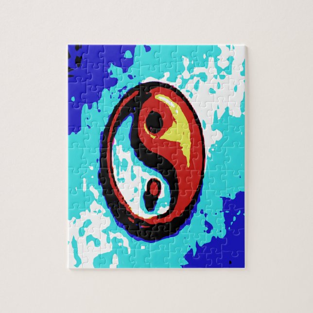 Yin Yang Sign Red and Blue Artistic Puzzle (Vertikal)