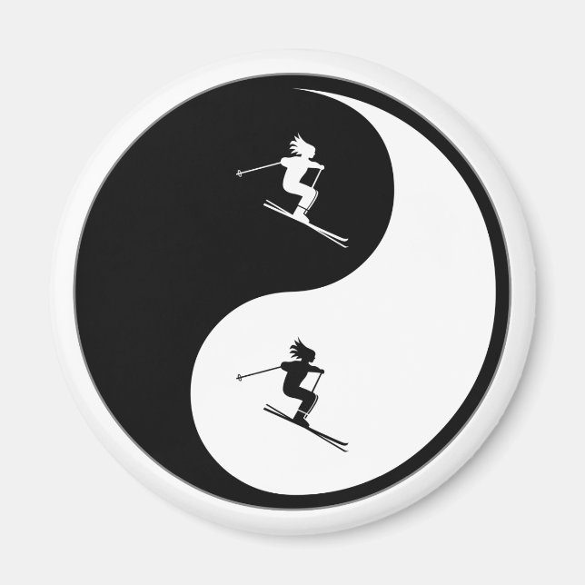 Yin Yang Skiing Magnet (Vorne)
