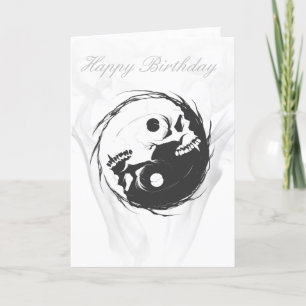 Yin-Yang - Skull Birthday Card Dankeskarte