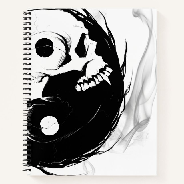Yin-Yang Skull Spiral Sketchpad Notizbuch (Vorderseite)