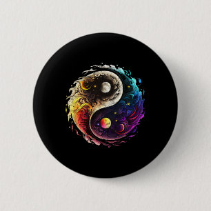 Yin Yang, Sonne, Mond, Universum, Tai Chi, Qigong, Button
