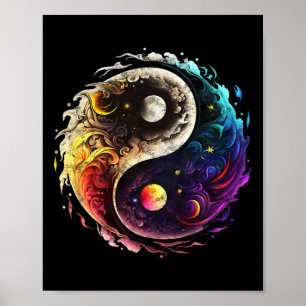 Yin Yang, Sonne, Mond, Universum, Tai Chi, Qigong, Poster