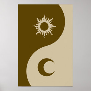 Yin-Yang-Sonne und Mond Poster