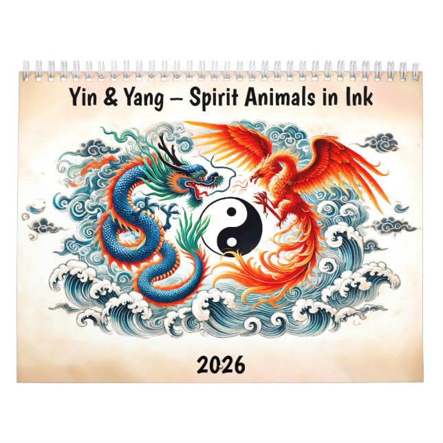 Yin & Yang – Spirit Animals in Ink Kalender (Titelbild)