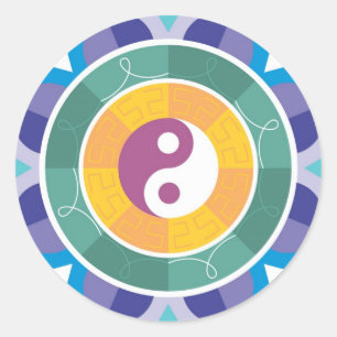 Yin Yang Spiritualität East Mandala Goodluck Charm Runder Aufkleber