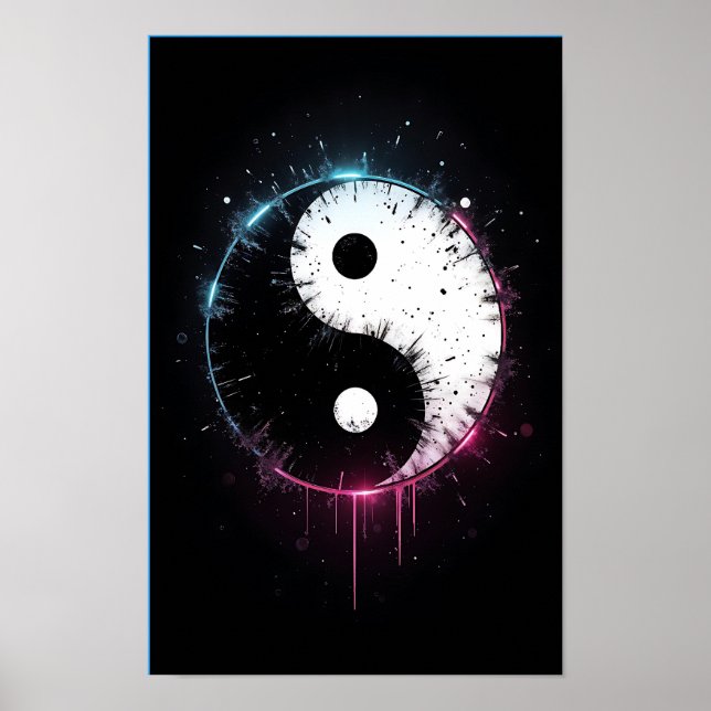 Yin Yang Splash Art Poster Druck - Zen Dekor (Vorne)