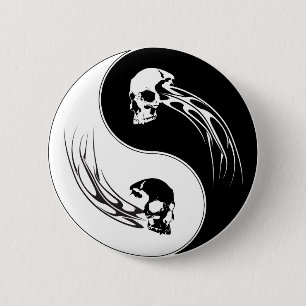 Yin Yang Stammes- Schädel Button
